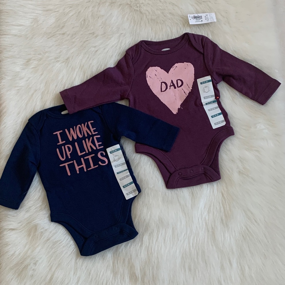 Old Navy Navy and Purple Graphic Bodysuits